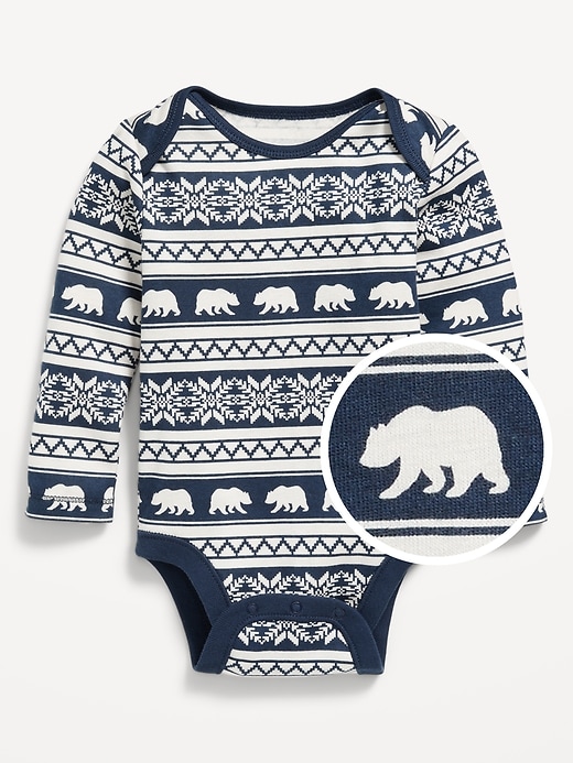 View large product image 1 of 2. Unisex Long-Sleeve Printed Bodysuit for Baby