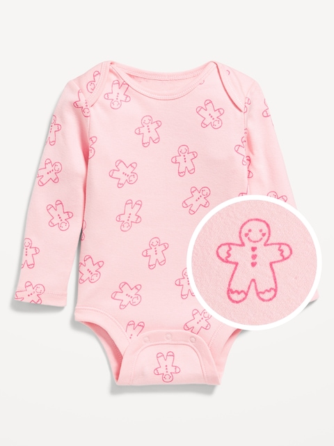 Unisex Long-Sleeve Printed Bodysuit for Baby - Gingerbread Man
