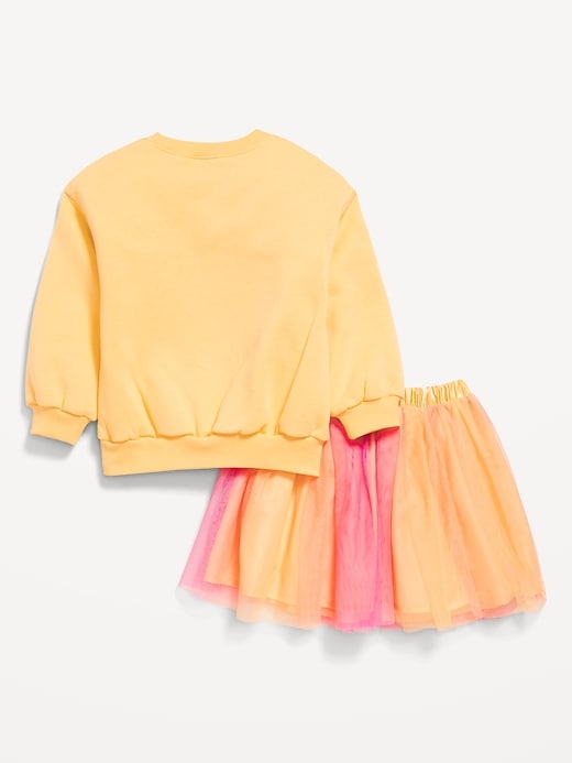 View large product image 2 of 3. Crew-Neck Graphic Sweatshirt and Tulle Skirt Set for Toddler Girls