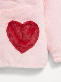 View large product image 3 of 3. Faux-Fur Heart-Pocket Full-Zip Hoodie for Toddler Girls