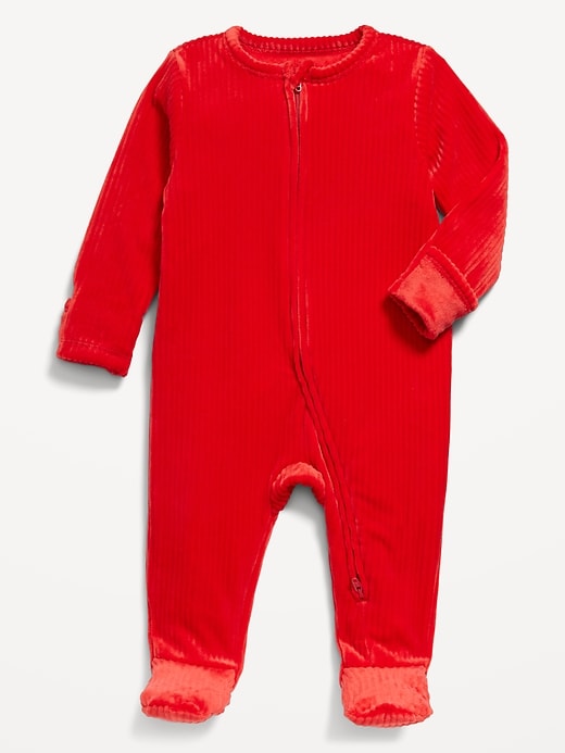 View large product image 1 of 1. Velour 2-Way-Zip Sleep &amp; Play Footed One-Piece for Baby