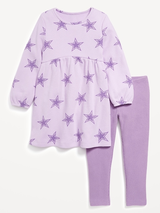 View large product image 1 of 3. Long-Sleeve Thermal-Knit Dress and Leggings Set for Toddler Girls