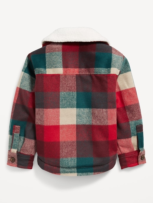 View large product image 2 of 3. Plaid Sherpa Pocket-Front Shacket for Toddler Boys