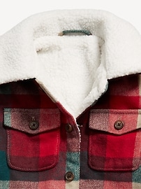 View large product image 3 of 3. Plaid Sherpa Pocket-Front Shacket for Toddler Boys