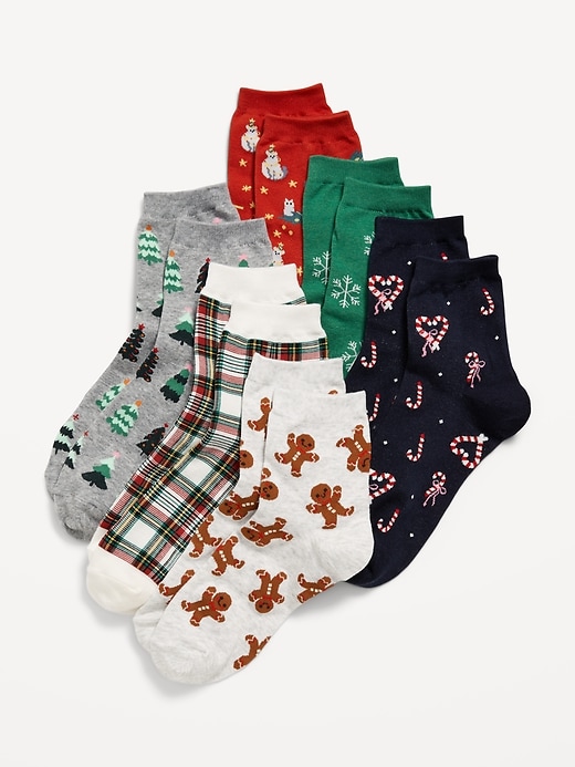 View large product image 1 of 1. 6-Pack Novelty Quarter Crew Socks for Women