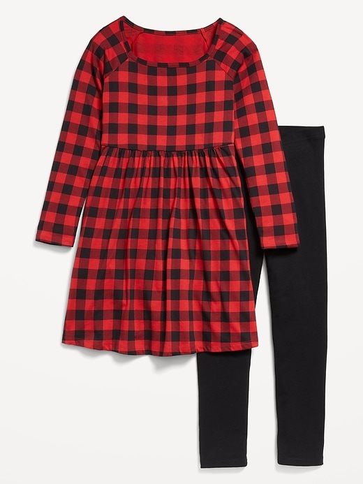 View large product image 1 of 2. Long-Sleeve Fit and Flare Dress and Leggings Set for Girls