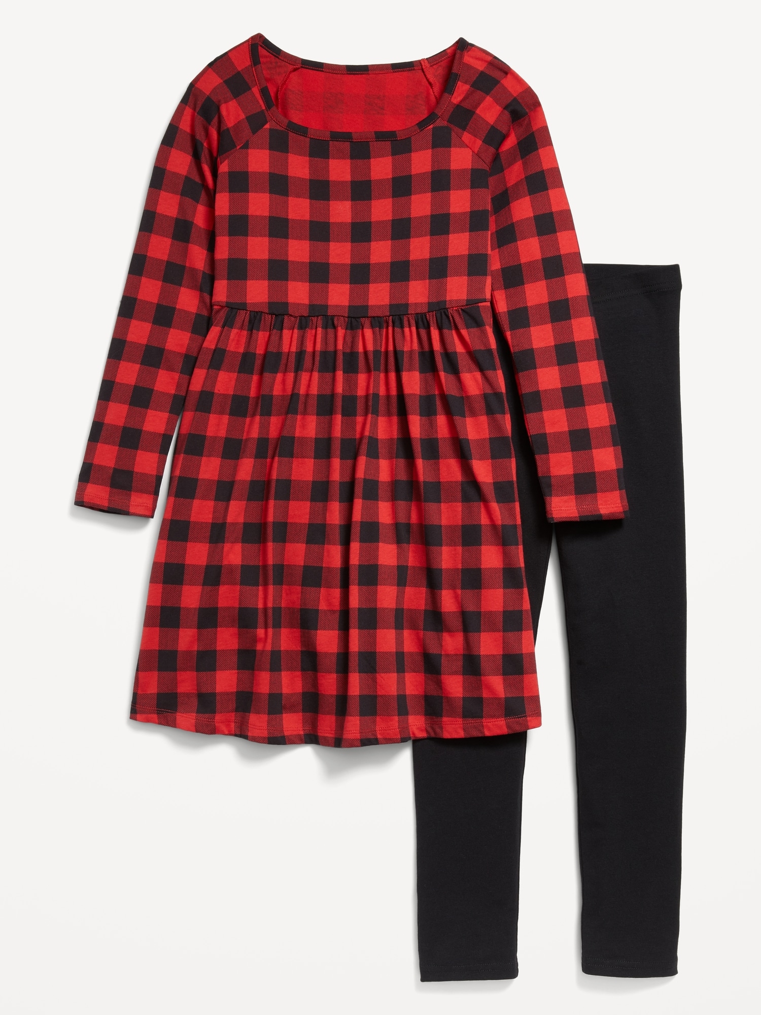 Long-Sleeve Fit and Flare Dress and Leggings Set for Girls