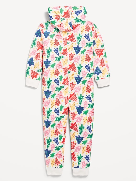 View large product image 2 of 3. Printed Microfleece Hooded One-Piece Pajamas for Girls