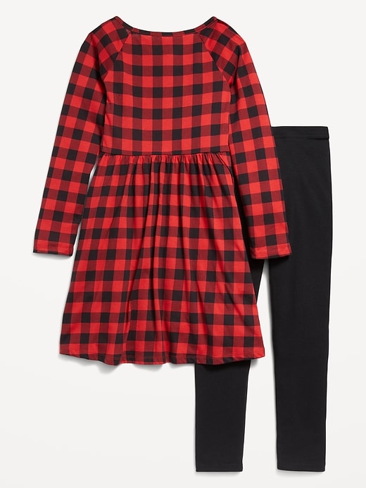 View large product image 2 of 2. Long-Sleeve Fit and Flare Dress and Leggings Set for Girls