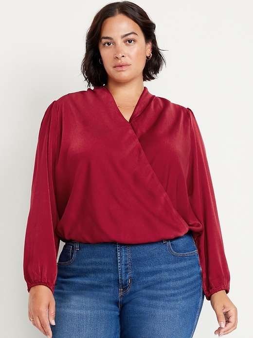 Image number 7 showing, Wrap-Front Satin Top