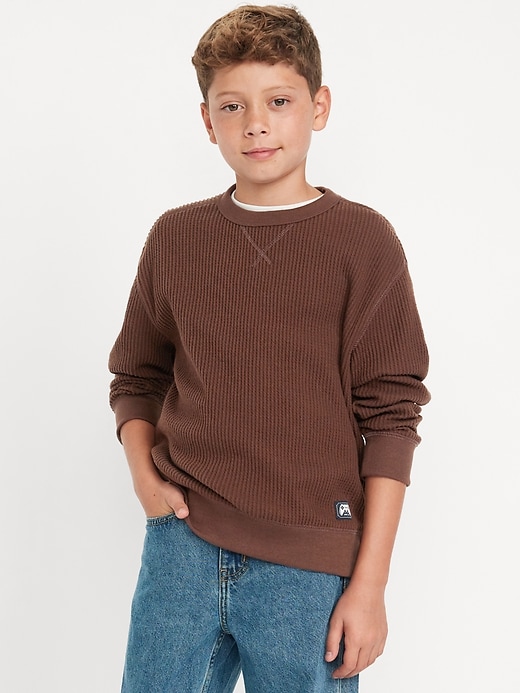 View large product image 1 of 3. Oversized Long-Sleeve Thermal-Knit T-Shirt for Boys