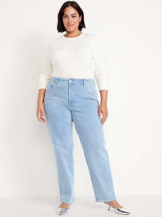 Image number 6 showing, High-Waisted OG Loose Rhinestone-Embellished Jeans