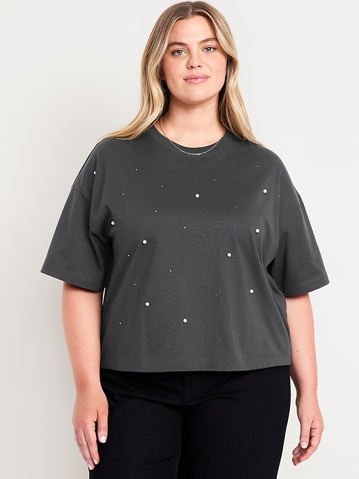 Image number 7 showing, Oversized Crew-Neck Embellished T-Shirt