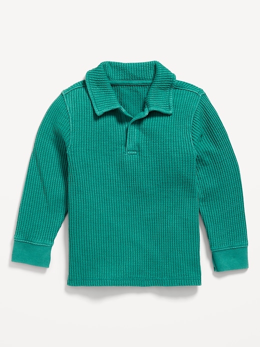 View large product image 1 of 2. Long-Sleeve Collared Thermal-Knit Shirt for Toddler Boys