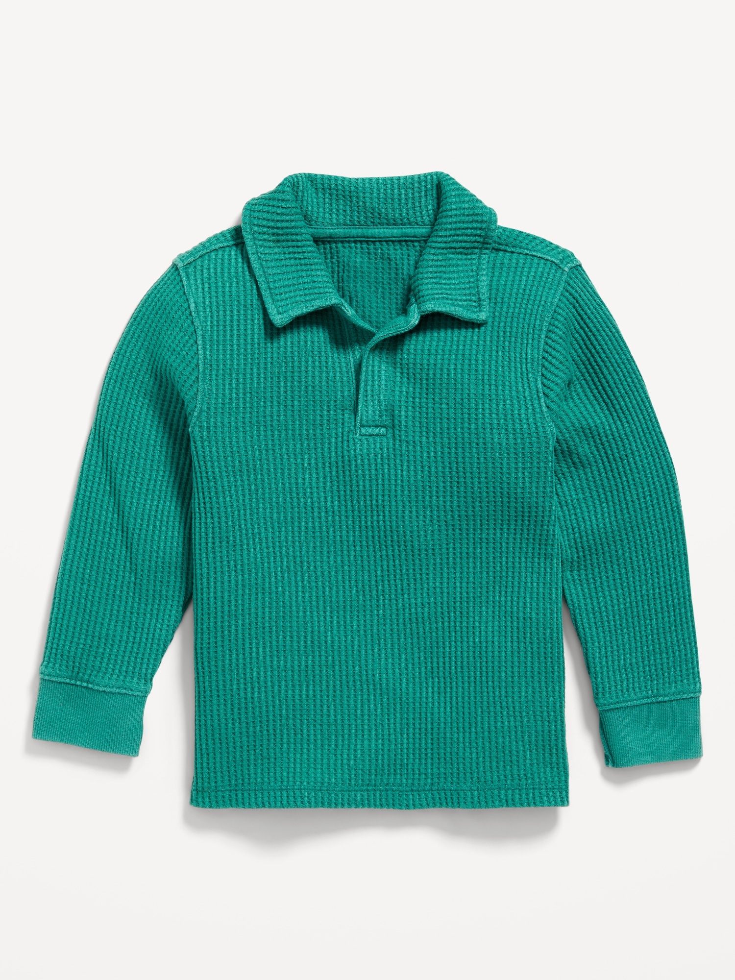 Long-Sleeve Collared Thermal-Knit Shirt for Toddler Boys