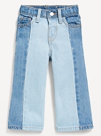 View large product image 3 of 3. High-Waisted Baggy Two-Tone Wide-Leg Jeans for Toddler Girls