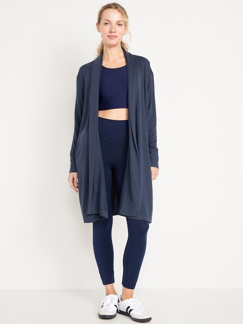 Live-In Open-Front Longline Wrap - Dusk Navy