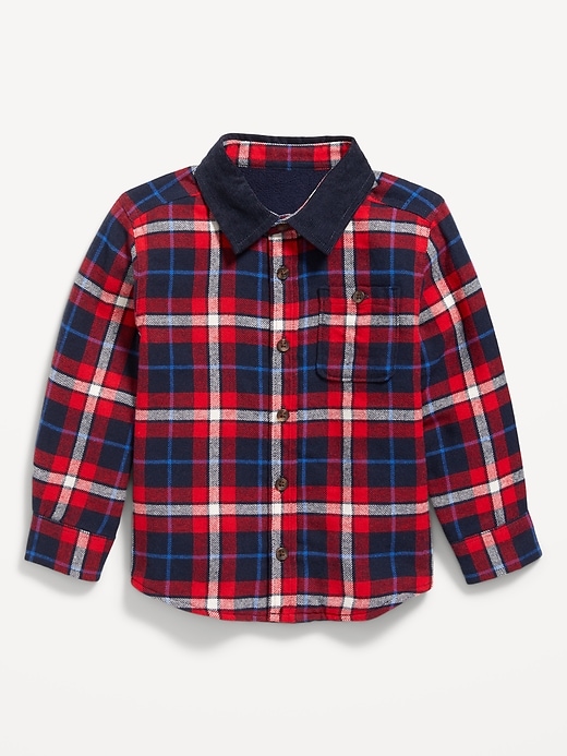 View large product image 1 of 3. Microfleece-Lined Pocket Flannel Shirt for Toddler Boys