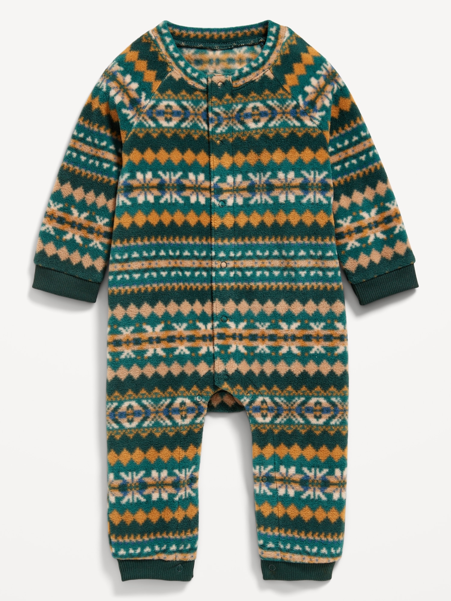 Printed Microfleece Button Front One-Piece for Baby