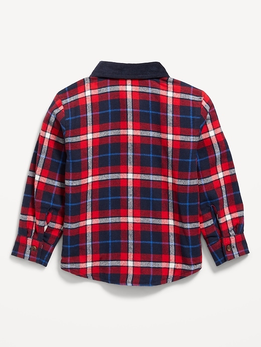 View large product image 2 of 3. Microfleece-Lined Pocket Flannel Shirt for Toddler Boys