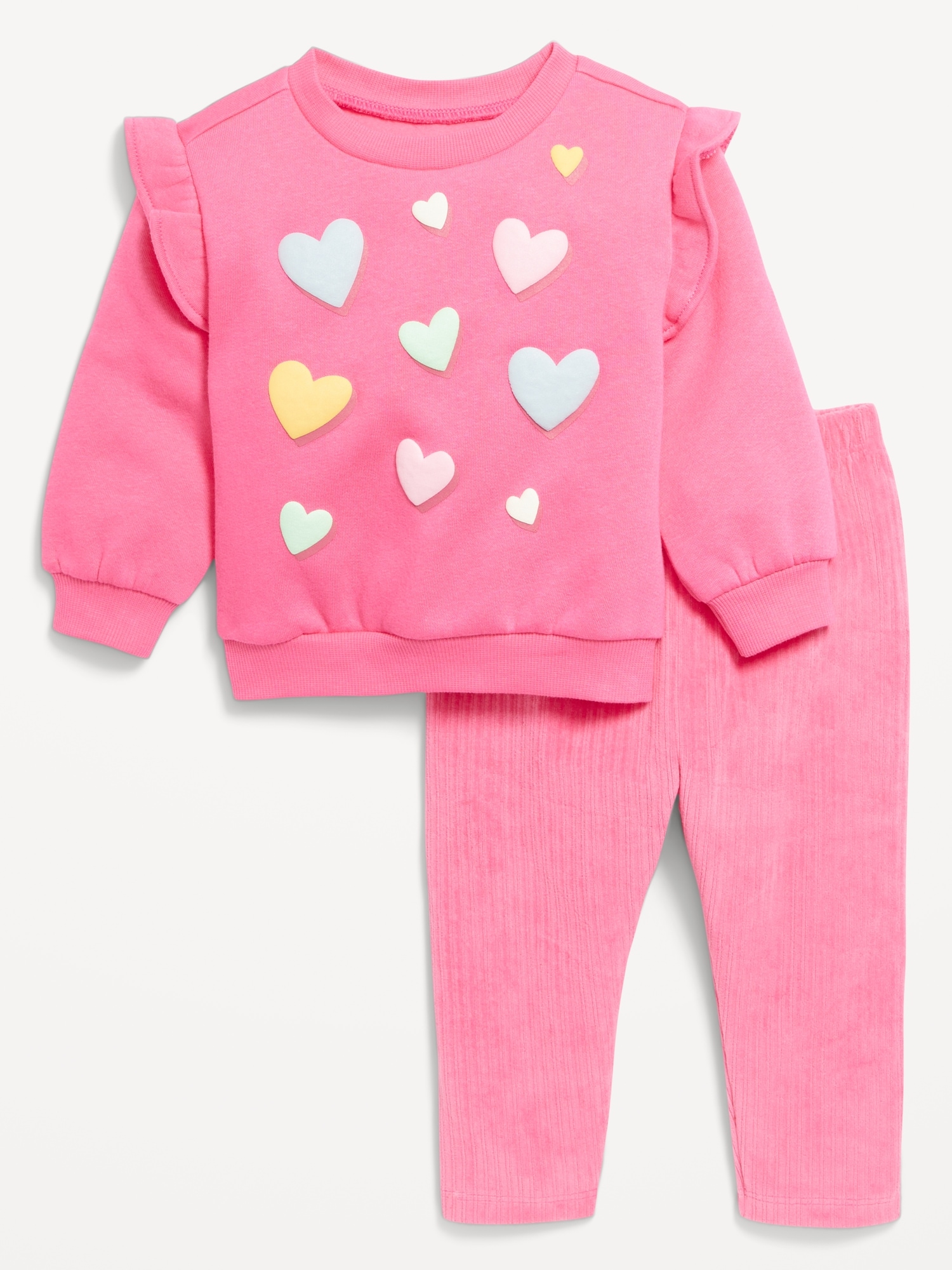 Ruffled French Terry Sweatshirt and Corduroy Leggings Set for Baby