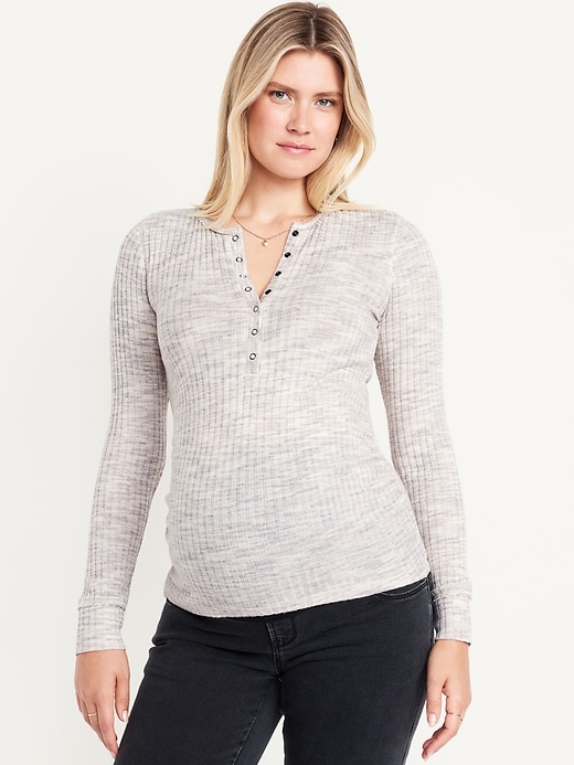 View large product image 1 of 3. Maternity Long Sleeve Henley T-Shirt