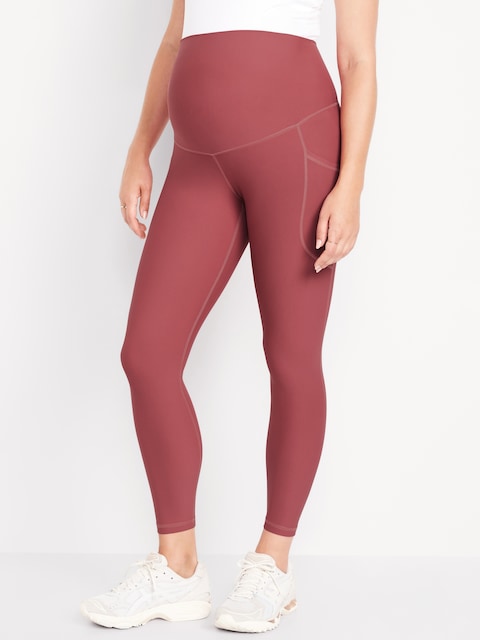 Maternity Full-Panel PowerSoft 7/8 Leggings - Mauve Rose