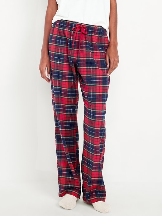 Image number 1 showing, Mid-Rise Flannel Pajama Pants for Women