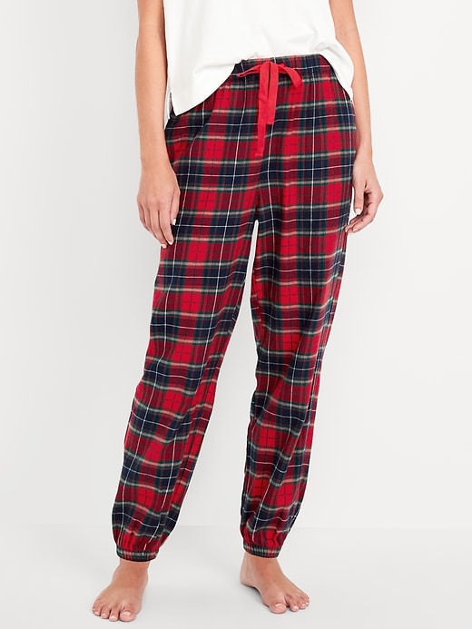 Image number 1 showing, High-Waisted Flannel Pajama Joggers for Women