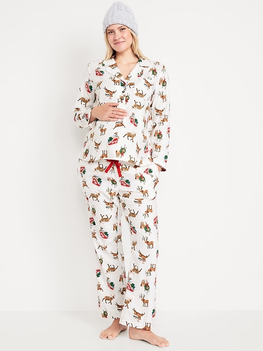 Image number 1 showing, Maternity Matching Flannel Pajama Set