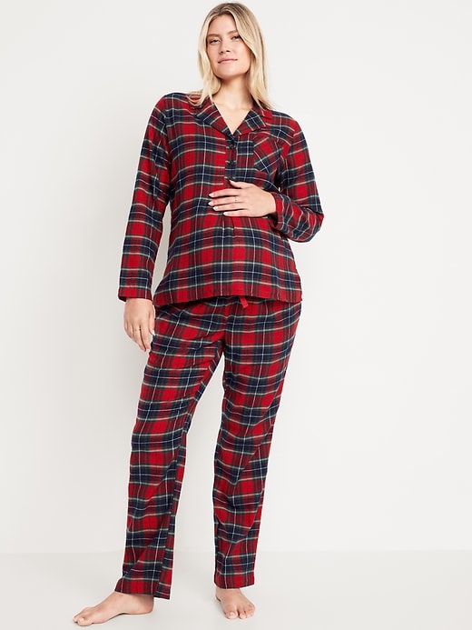 Image number 1 showing, Maternity Matching Flannel Pajama Set