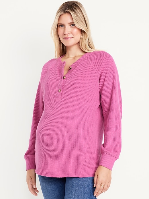 Image number 1 showing, Maternity Waffle Henley