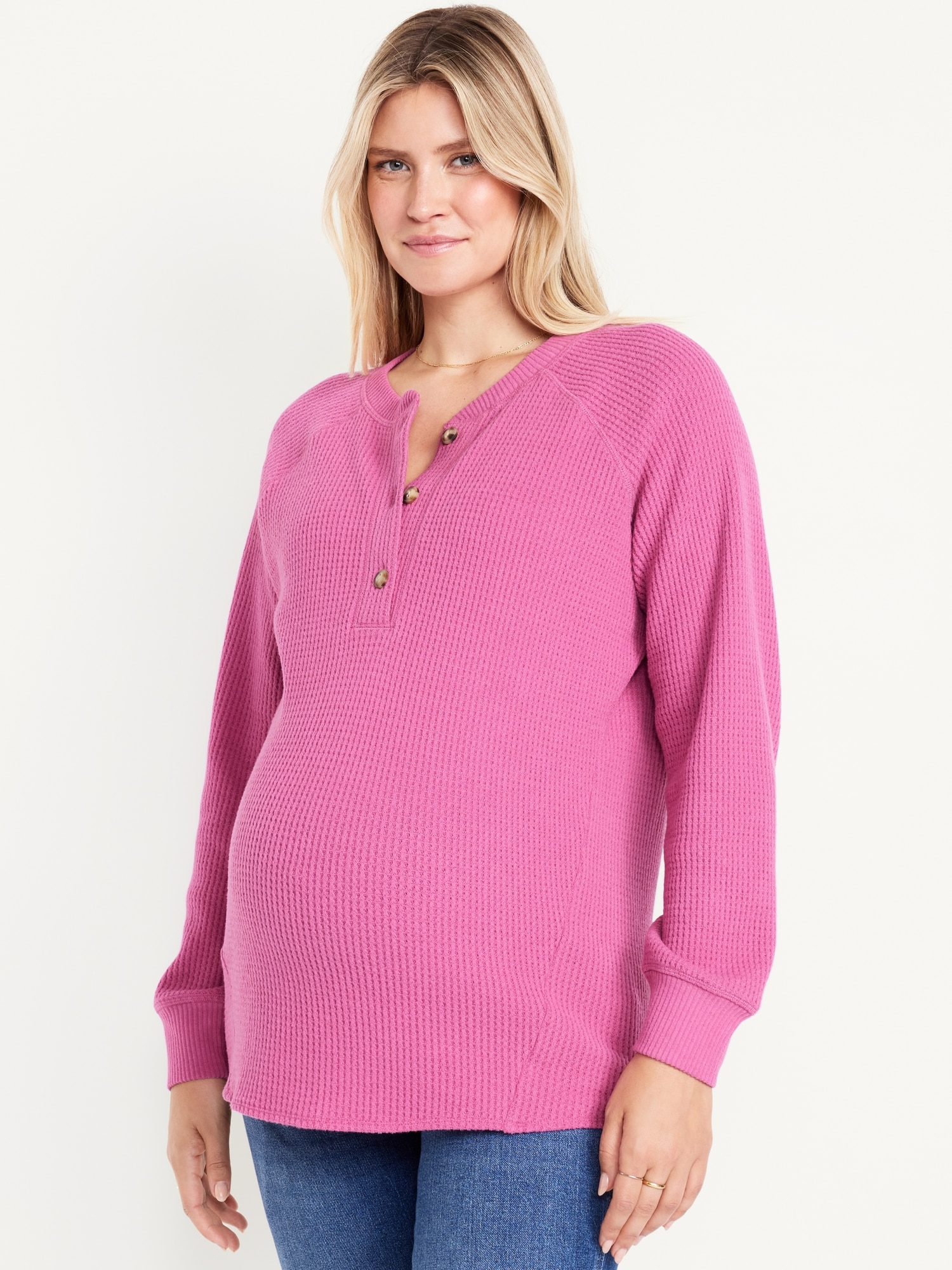 Maternity Waffle Henley