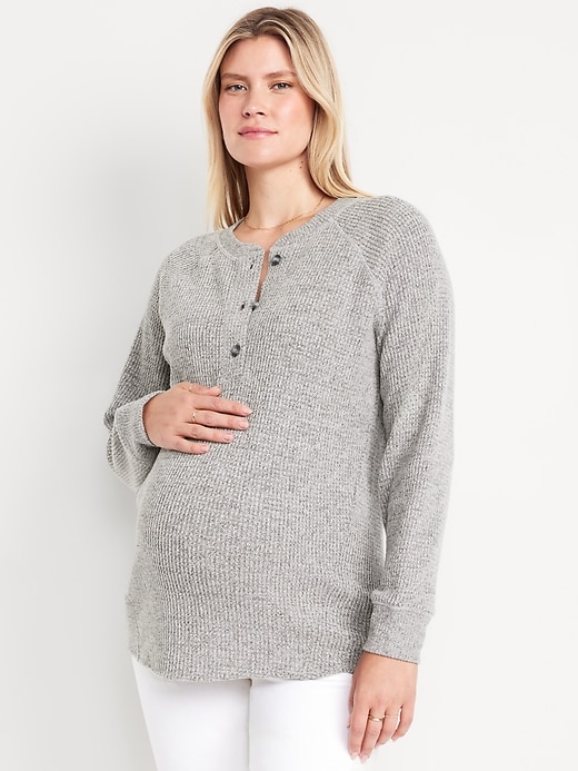 Image number 1 showing, Maternity Waffle Henley