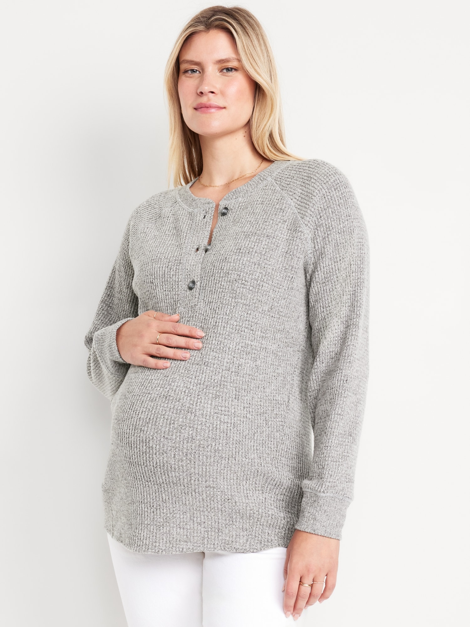 Maternity Waffle Henley