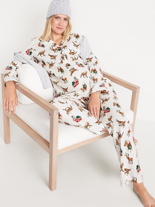 Image number 3 showing, Maternity Matching Flannel Pajama Set