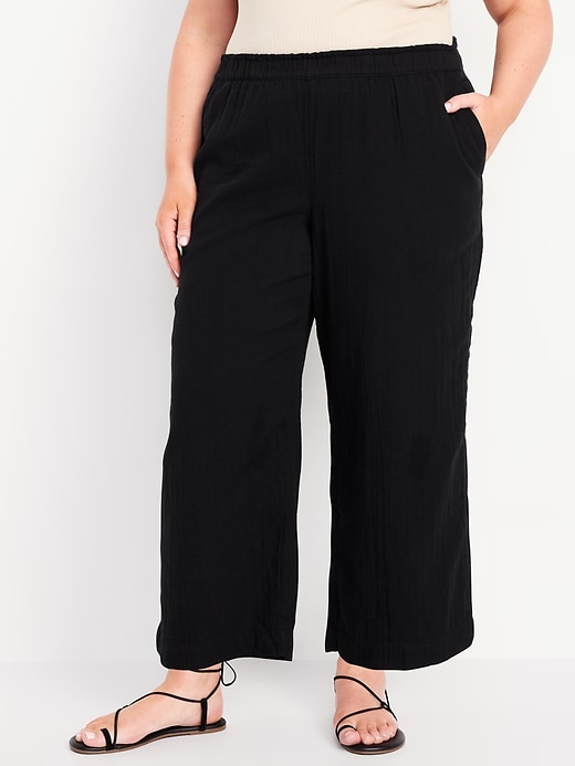 Image number 7 showing, High-Waisted Crinkle Gauze Ankle Pants