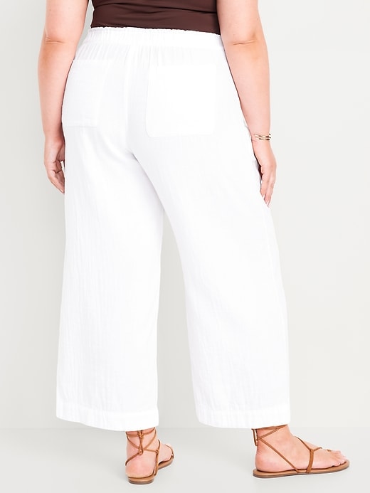 Image number 8 showing, High-Waisted Crinkle Gauze Ankle Pants