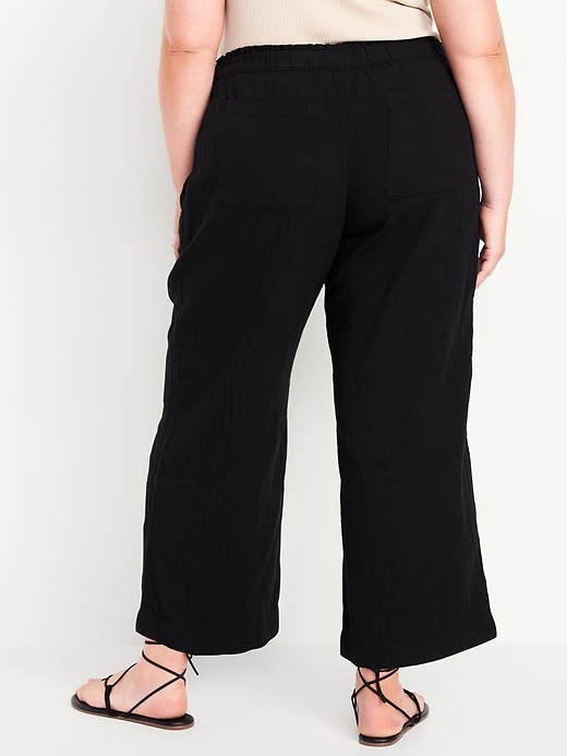 Image number 8 showing, High-Waisted Crinkle Gauze Ankle Pants