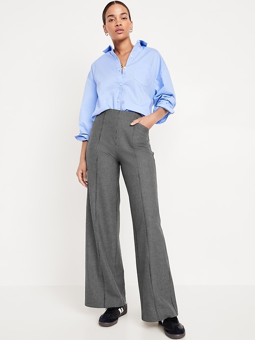 Image number 8 showing, High-Waisted Pull-On Pixie Wide-Leg Pants