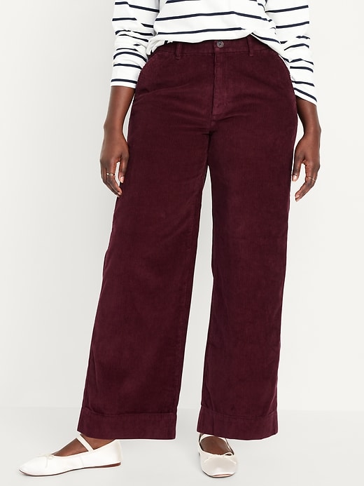 Image number 4 showing, High-Waisted Corduroy Wide-Leg Pants