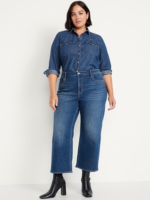 Image number 6 showing, High-Waisted Wow Crop Wide-Leg Jeans