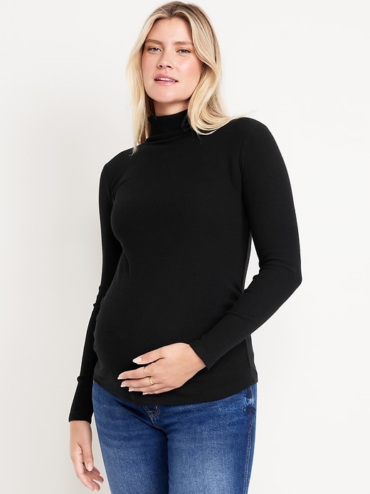 Image number 1 showing, Maternity Ribbed Turtleneck