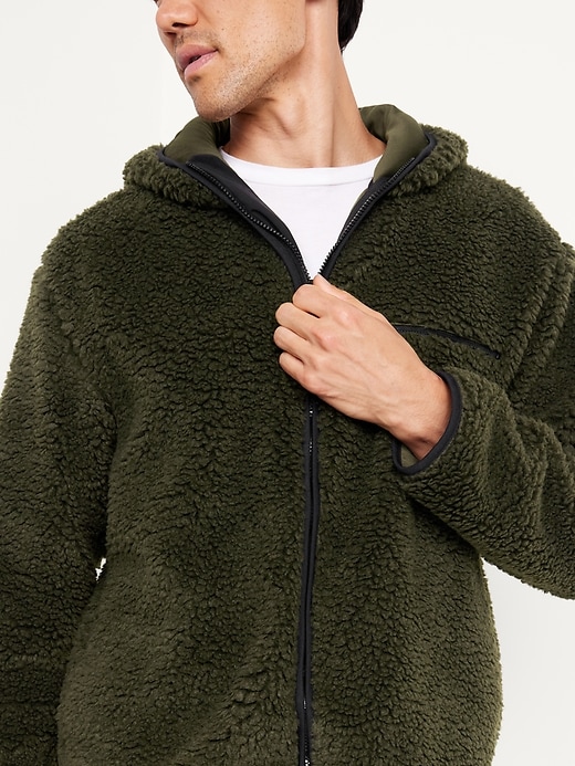 Image number 3 showing, Hooded Sherpa Zip Jacket