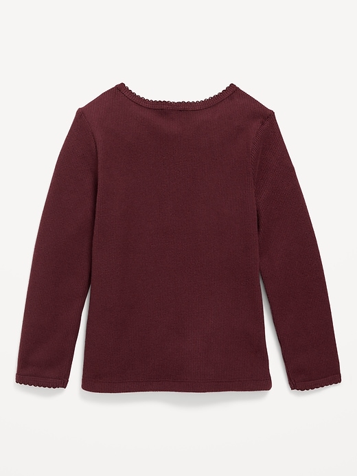 View large product image 2 of 2. Cozy Long-Sleeve Thermal-Knit T-Shirt for Toddler Girls