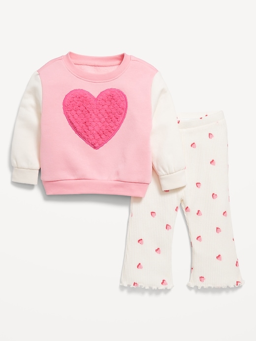 View large product image 1 of 3. Cozy Fleece Embroidered Patch Sweatshirt and Leggings Set for Baby