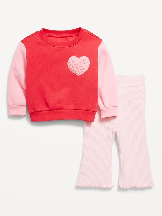 View large product image 1 of 3. Cozy Fleece Embroidered Patch Sweatshirt and Leggings Set for Baby