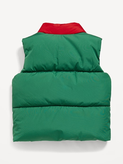 View large product image 2 of 2. Water-Resistant Quilted Color Block Puffer Vest for Baby