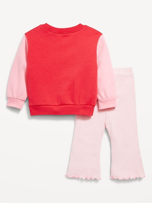 View large product image 2 of 3. Cozy Fleece Embroidered Patch Sweatshirt and Leggings Set for Baby