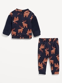 View large product image 3 of 3. Printed Sherpa-Sleeve Sweatshirt and Sweatpants Set for Baby